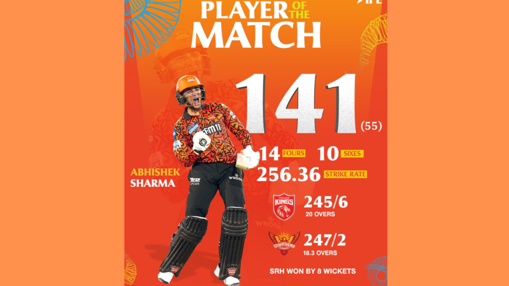 SRH vs PBKS Abhishek Sharma POM